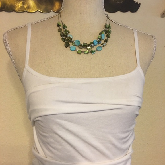 Multi strand silver tone abalone shell necklace - Picture 3 of 6